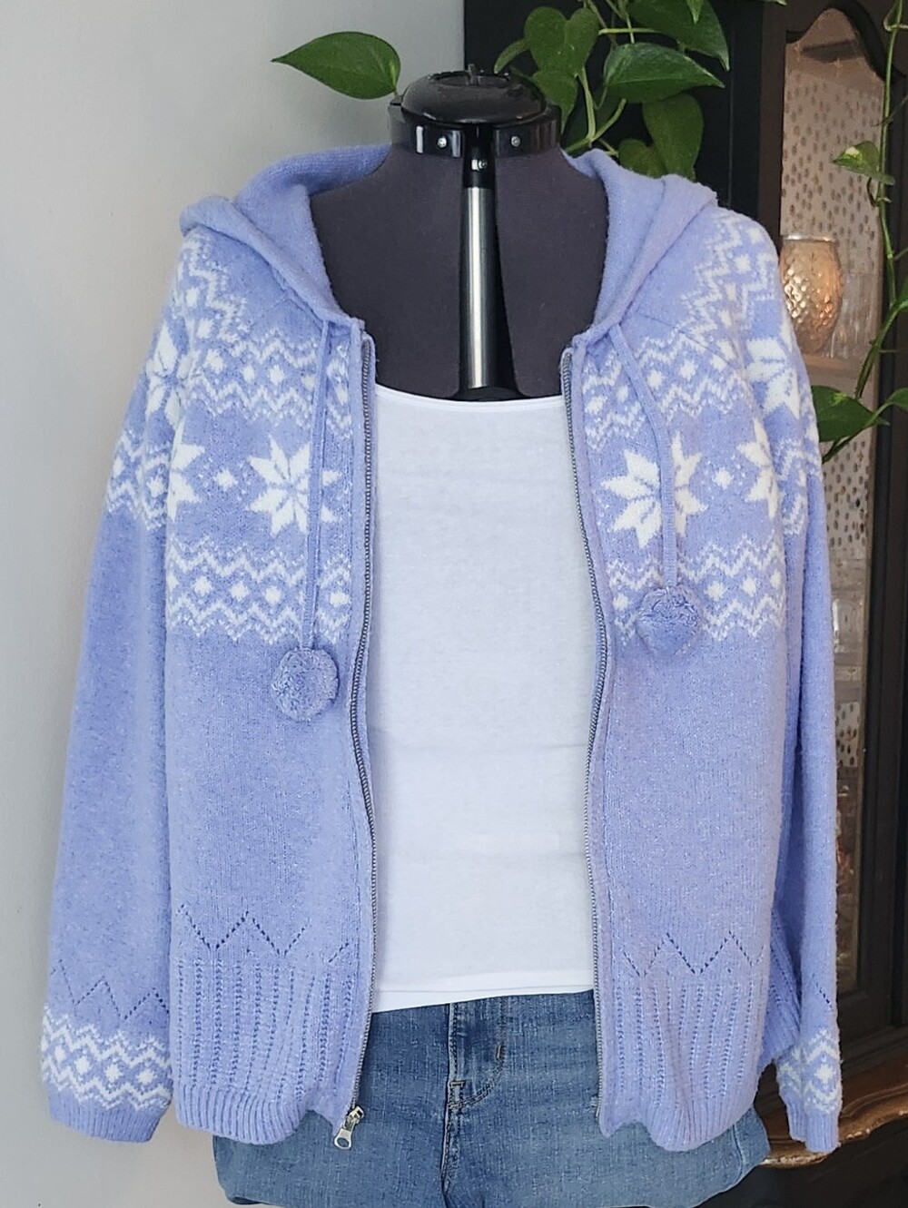 Lavender Zip Cardigan Hoodie Top Layer Size XL Cozy And Soft